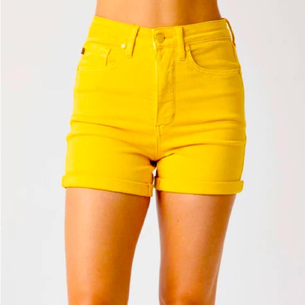 Judy Blue Vibrant Yellow High-Waisted Jean Shorts